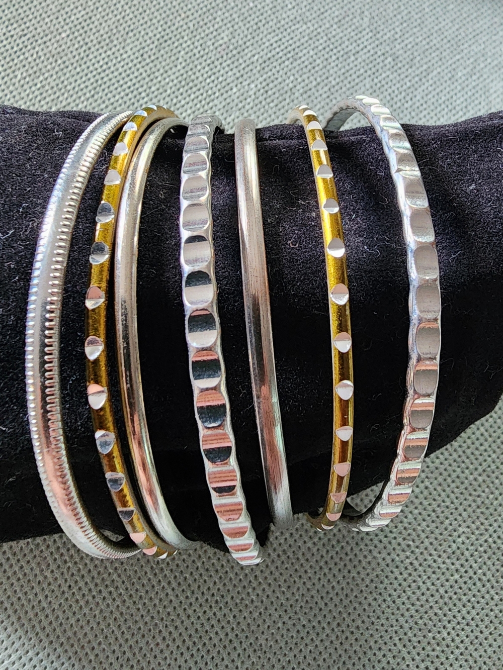 Silver/Gold Tone Stacked Bangle Set